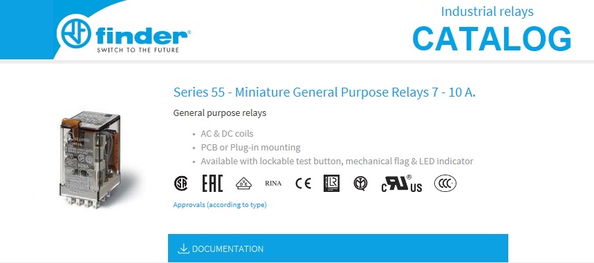 Finder Series 55 - Miniature Industrial Relay Catalog